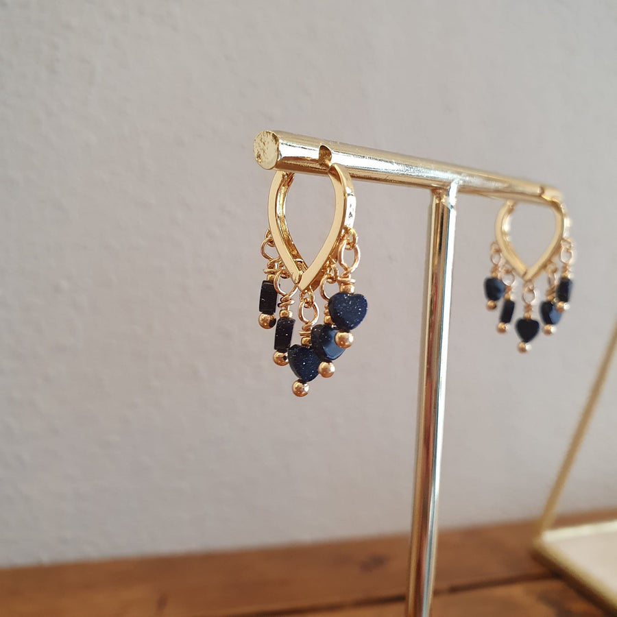 Single piece earring // Hearts Blue sandstone
