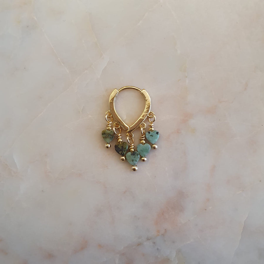 Single piece earring // Hearts Turquoise