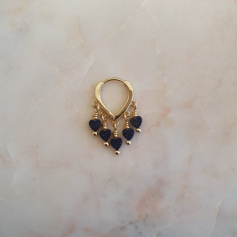 Single piece earring // Hearts Blue sandstone