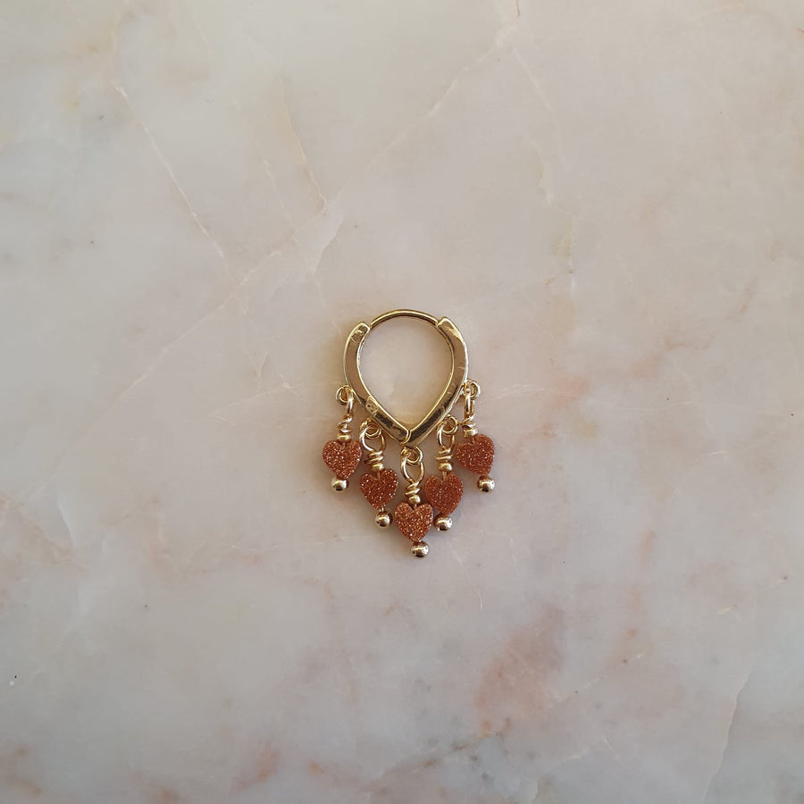 Single piece earring // Hearts Goldstone