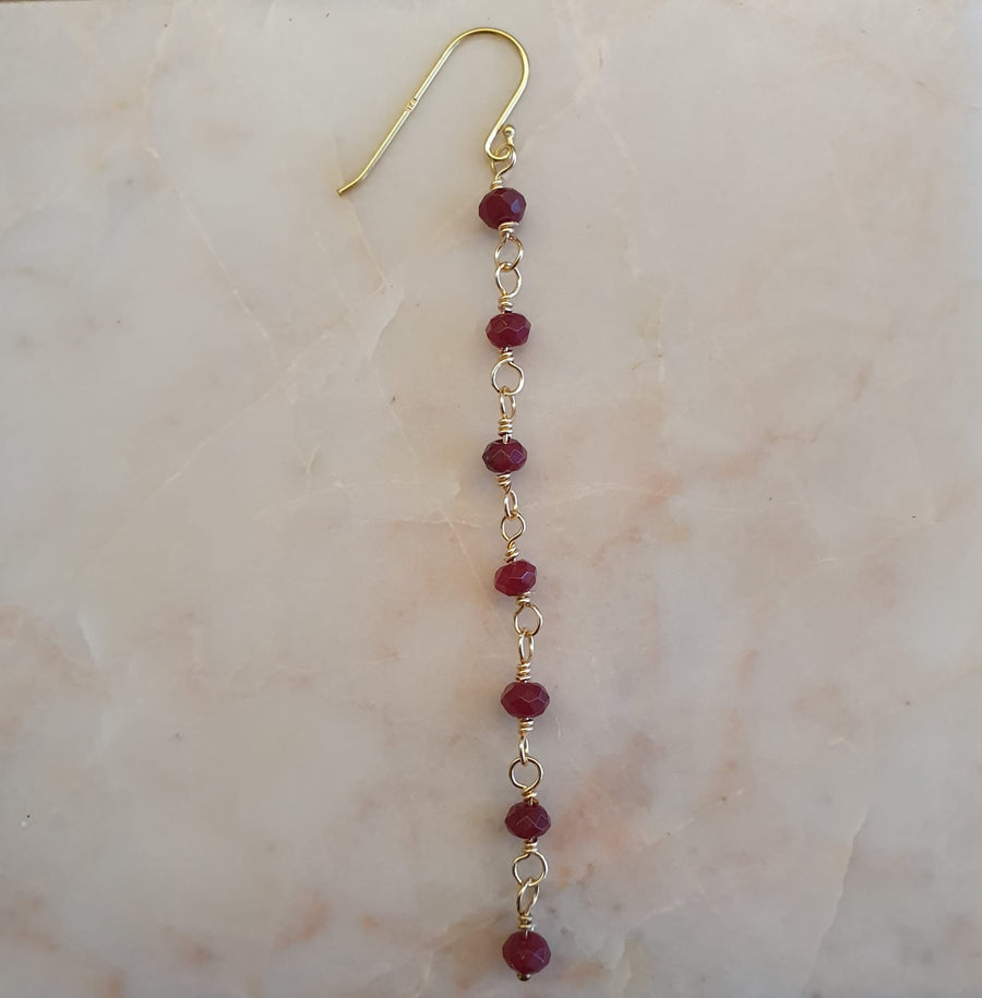 Single piece earring // Dangle red