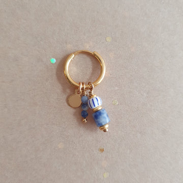 Charm hoop earring // Blue