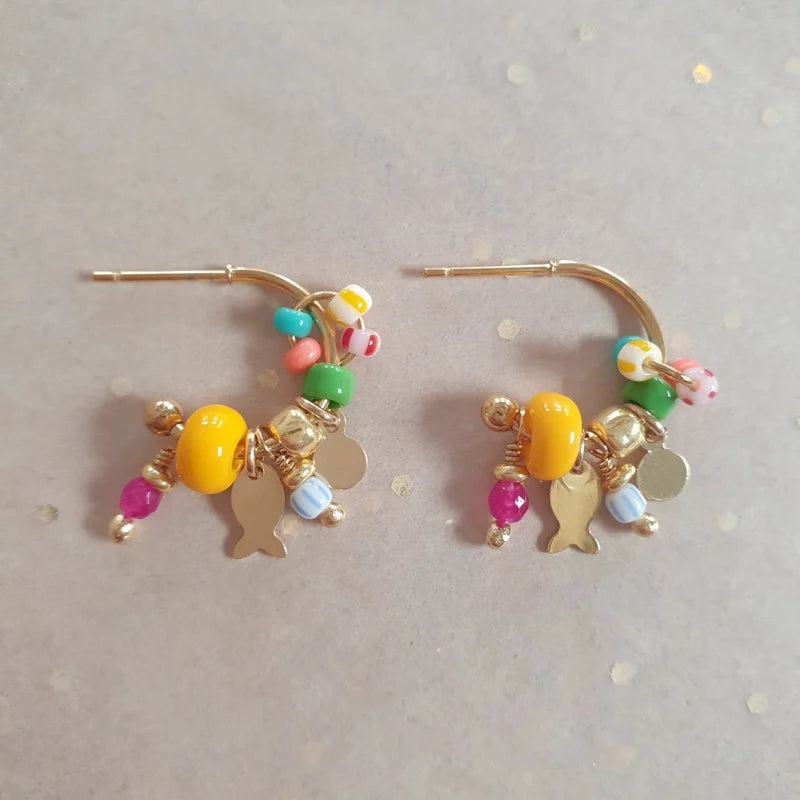 Charm Hoop earrings // Multi color