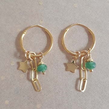 Star earrings // Green
