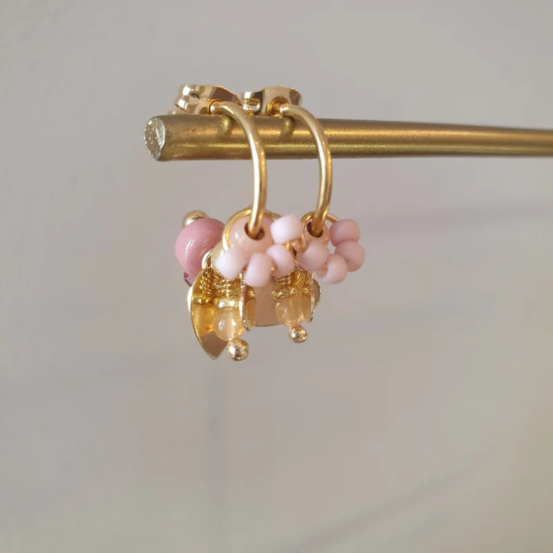 Charm Hoop earrings // Old Pink