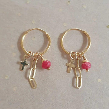 Cross earrings // Red