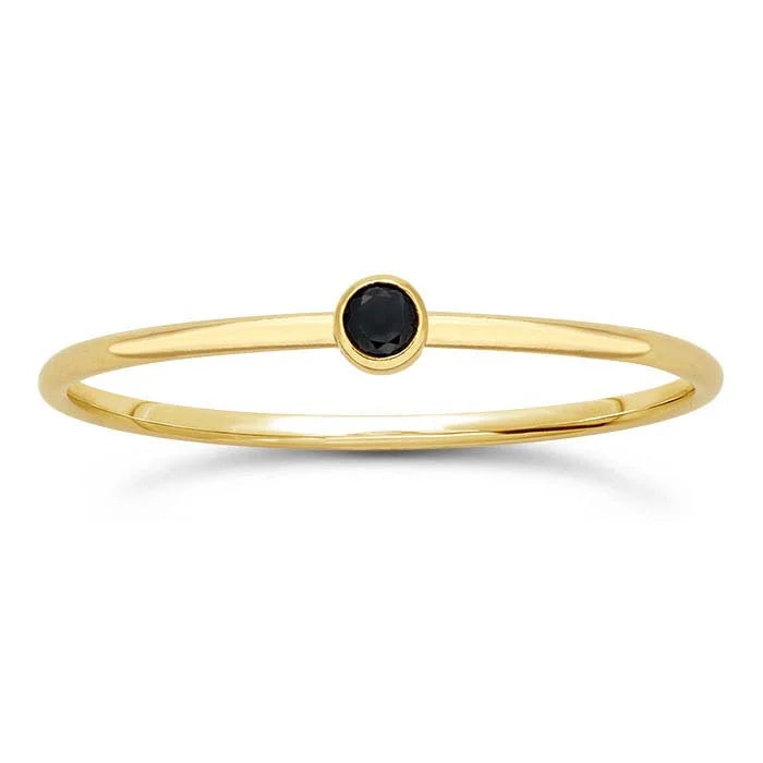 Black stone ring // Goldfilled