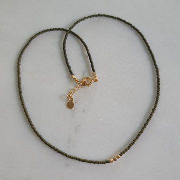 Minimalist necklace // Olive green gold